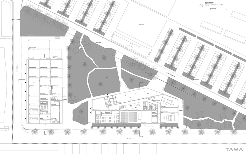 plan du rez-de-chaussée Collège Secondaire Rives Caserne de Pompiers Yverdon
