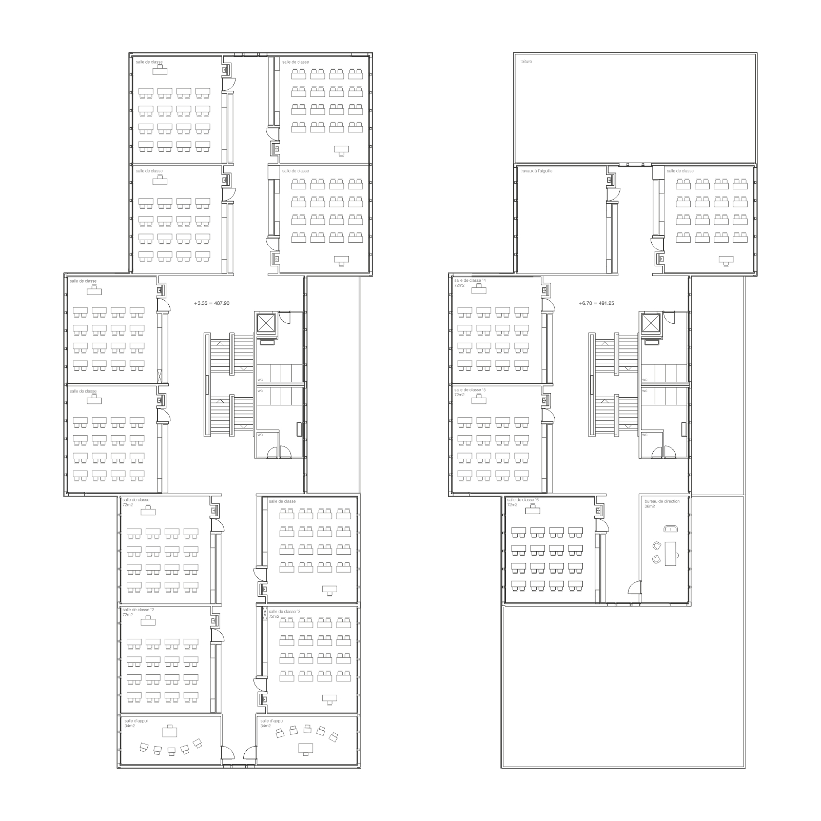plan du 1er et 2ème étage Ecole Ardon
