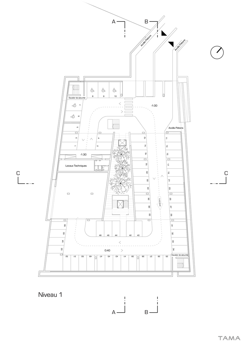 plan du 1er étage Parking de Morat